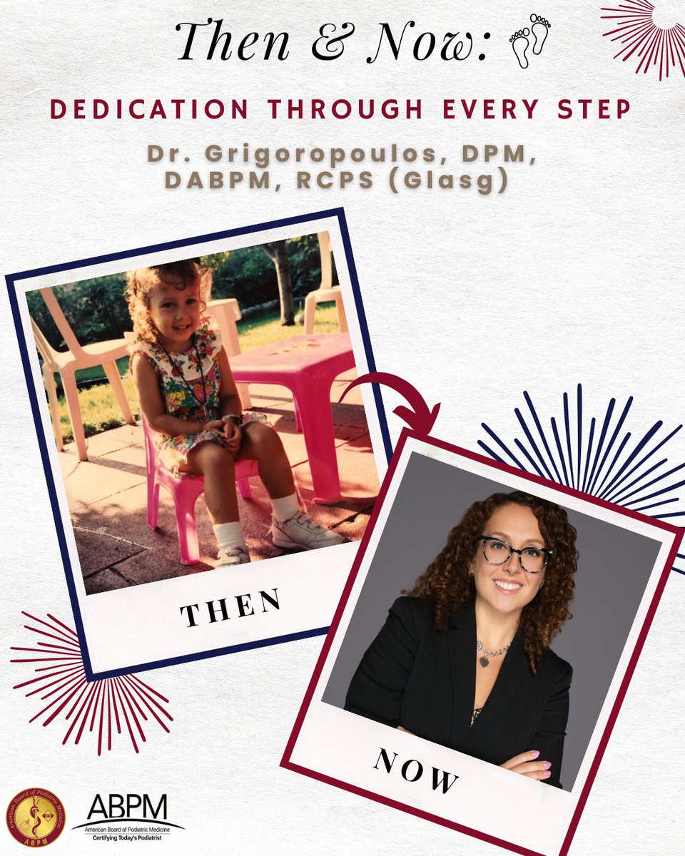 podiatryboard's tweet image. Then and now! ⭐Highlighting Dr. Grigoropoulos for her hard work and dedication to patient care.
We’re grateful for all that you do! 💕 #ABPM #podiatryboard #Podiatry #Highlight Dr. Grigoropoulos