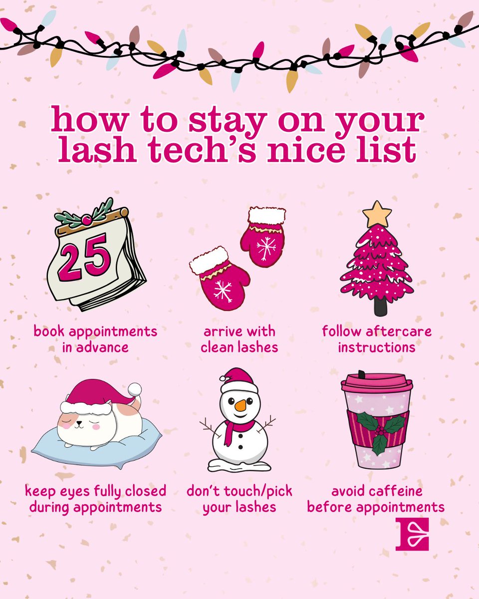 Ellisons's tweet image. A quick client checklist for stress free lash appointments and a smoother festive rush. Share this with your clients to help them stay firmly on your nice list🎁

#LashTech #LashTechLife #SalonMeme #SalonLife #ClientHumour