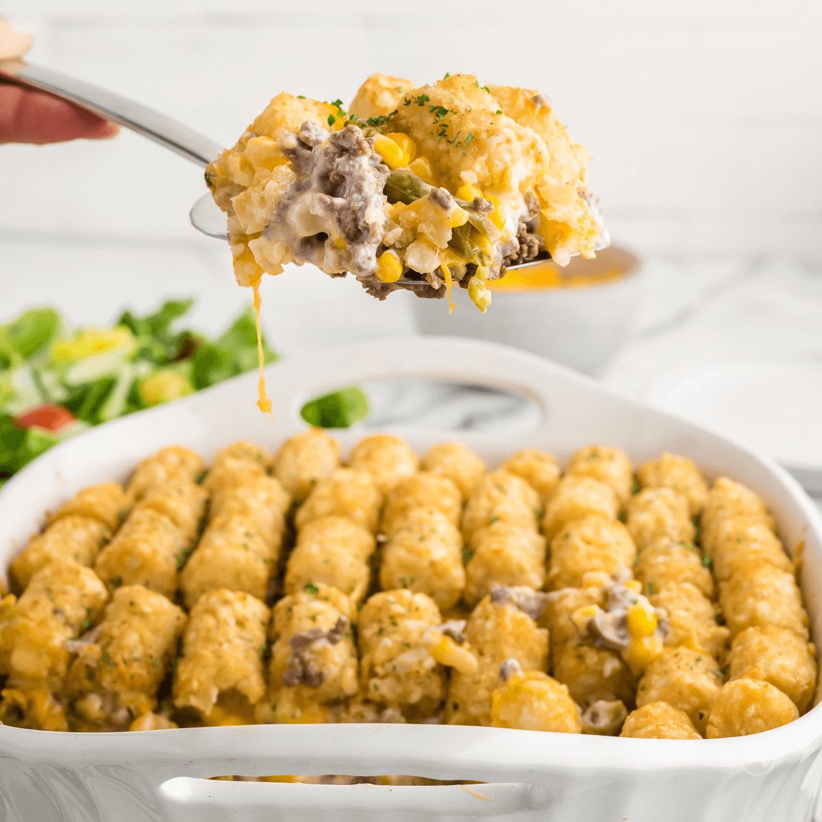 thefreshcooky's tweet image. 😍👨‍👩‍👧‍👦 Need an easy and kid-friendly dinner idea? Look no further than this cheesy hamburger tater tot casserole recipe! Loaded with savory beef and crispy tater tots, it's a meal that everyone will love. #kidapproved #familydinner thefreshcooky.com/cheesy-hamburg…