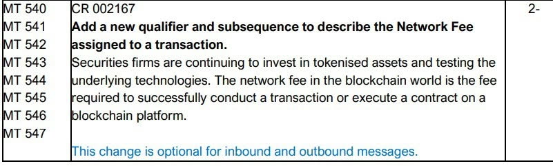 what a coincidence that regulators just allowed banks to hold crypto for paying network fees as of 30 mins ago.

in 4 days SWIFT updates messaging standards to allow blockchain based messaging and adds new standards specifically for oracles and blockchain network fees. $LINK