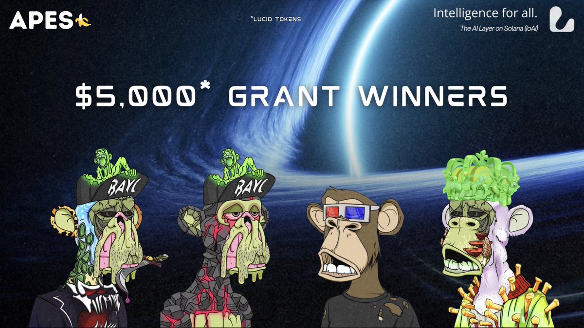 Awarding the $5K grant of tokens each to Eddie ShoBiz, DJ Bubblegum, KingPickle, and tboe ($20K Total) 🍌

But fuck it, we ball! So we're running it back with a $10,000 grant of tokens to 1 person who QRT's this post and tags <a href="/LucidChain/">Lucid - The Internet of AI (IoAI)</a> + "See you on the Otherside" 🌀