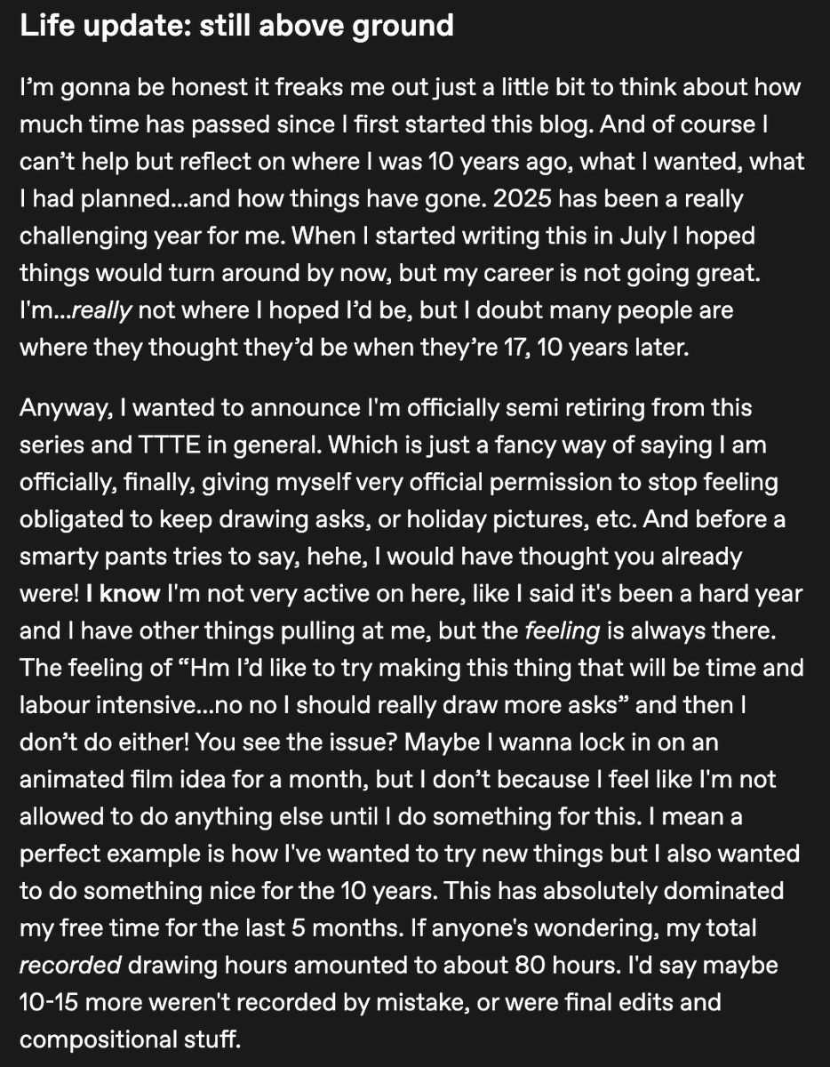 sleepyhenry's tweet image. You really need to read through the post there cus there&apos;s just too much to try and condense for Twitter but in summary: 
- I&apos;m ~officially~ retiring this series and giving myself permission to move on
- I&apos;m not ~leaving the fandom~ but I probably will be less engaged with it