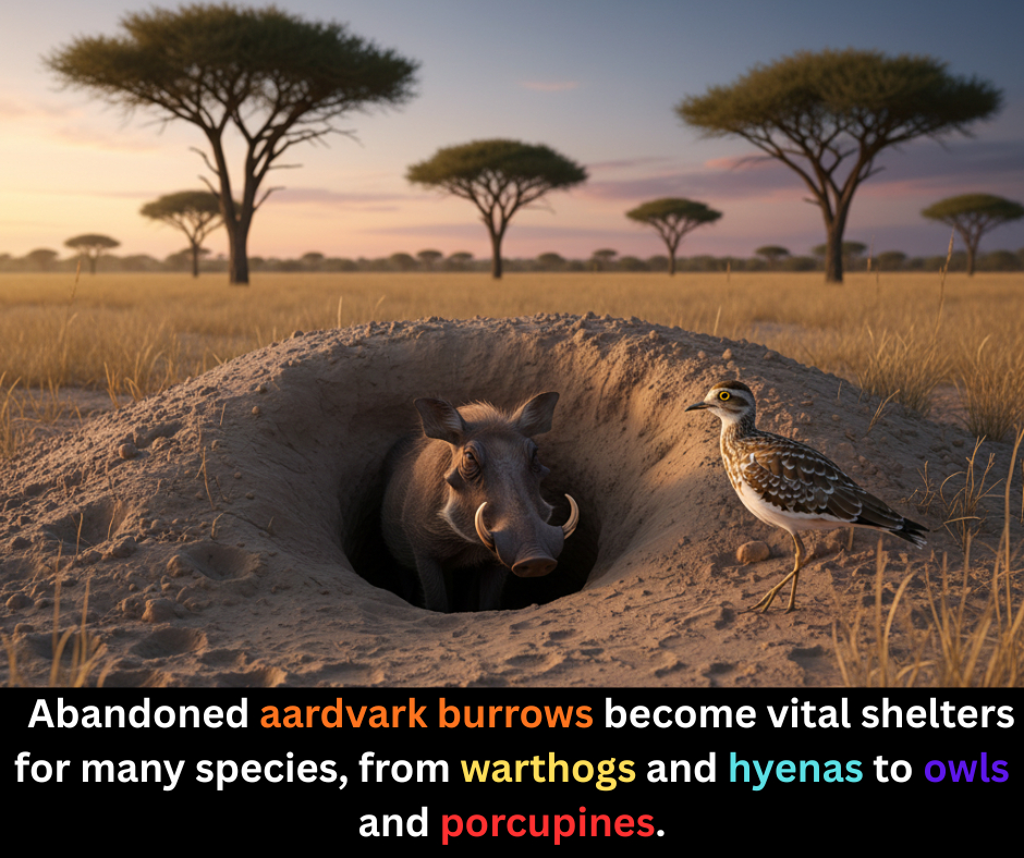 AfricaFevers's tweet image. Build once, house many. Aardvark burrows turn into real estate for the neighbourhood, sheltering a parade of African species.
#Aardvark #EcosystemEngineer #WildlifeFacts #AfricaWildlife #Burrows #Biodiversity #Conservation #AfricaFevers
