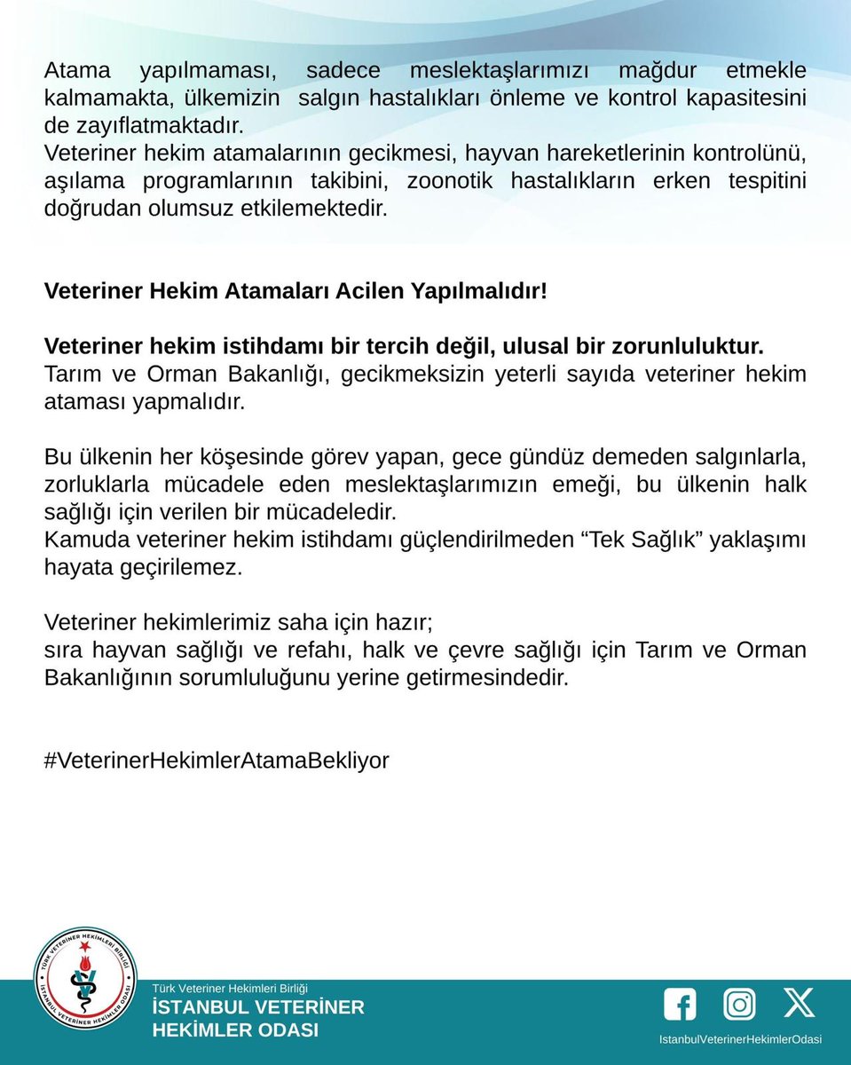 21 Aydır Veteriner Hekim Ataması Yapılmıyor