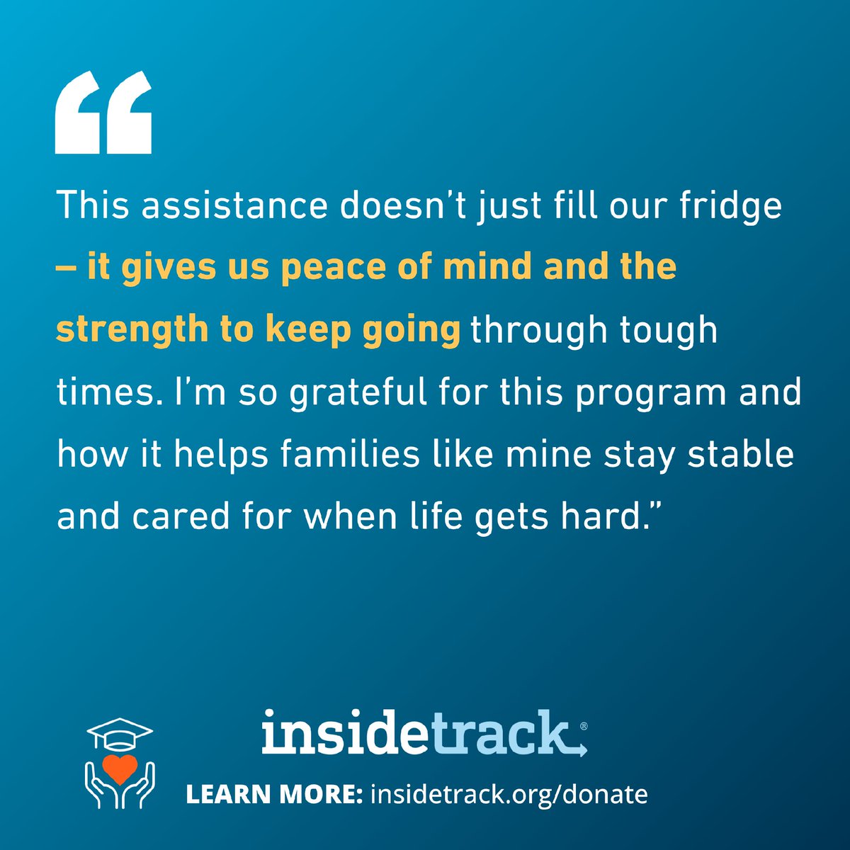 InsideTrack's tweet image. “This microgrant has been a true lifesaver for me and my daughter.” — Taylor

A small grant didn’t just fill the fridge — it gave her stability in a crisis. 🧡
Help learners stay fed, housed, and in school.

➡️ insidetrack.org/donate
#LearnerSupport #Microgrants