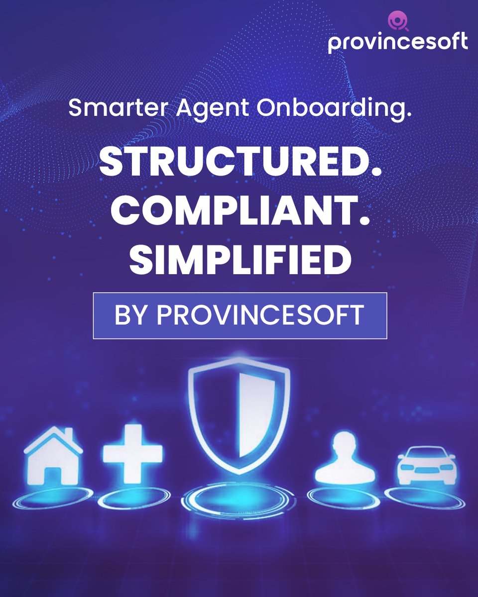 ProvinceSoftInc's tweet image. Simplify the agent onboarding process. Set rules, automate checks, and build strong networks with ProvinceSoft’s insurance solutions. #ProvinceSoft #InsurTech #SmartOnboarding