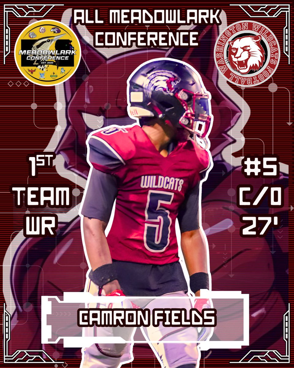 WashHouseFB's tweet photo. Congrats to these All Meadowlark Conference 1st Teamers QB @SayviStone WR &amp; Athlete @CamRon5Fields  and OL @pr3stonii  #whoseHouse #WashHouse #WildcatCounty https://t.co/nyY5lBRRy3