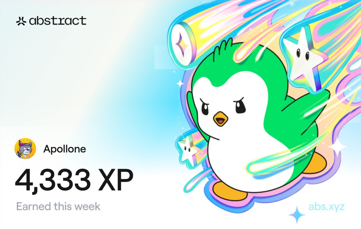 DmitriySvrMh's tweet photo. I just earned 4,333 XP on @AbstractChain! 🎉 https://t.co/Fnp8qmAkoy