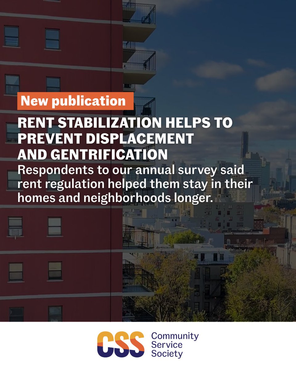 CSSNYorg's tweet image. Rent stabilization keeps families housed, saves them money, and fights displacement and gentrification—delivering not just affordability but also social and emotional stability.

Learn why New Yorkers love rent regulation CSSNY.US/StabilizingRen…