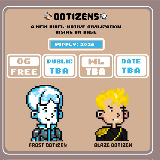 NFTnetworkDAO's tweet image. We are excited to announce our collaboration with @Dotizens_base❤️

- 7x OGs FREEMINT &amp;amp; 10x WL SPOTS
- Supply: 2026
to enter 
- Follow:@Dotizens_base+@NFTnetworkDAO
- Like+RT+Drop Base address
🕒15 Hours

#Base #Freemint