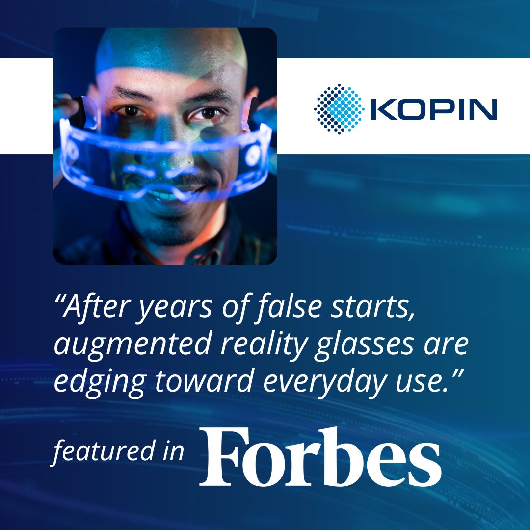 AR is entering its next chapter, and Kopin is helping lead the way.

In new coverage from @charliefink <a href="/Forbes/">Forbes</a>, Kopin is recognized for tackling AR’s toughest challenge: making it usable in the real world. 

Read more: shorturl.at/iCY67