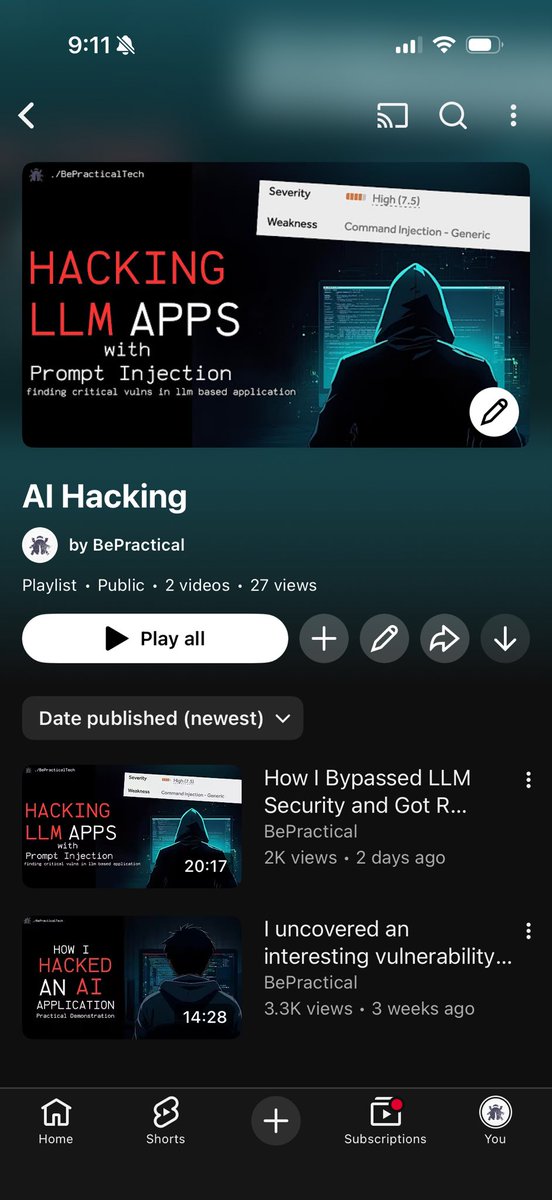 FaIyaZz007's tweet image. Ever wondered what it really takes to break into AI-powered applications?

I’ve just launched a brand new playlist on my YouTube channel, and the first two videos are already live. If you’re serious about cybersecurity, learning how to test and secure AI-driven systems is no…
