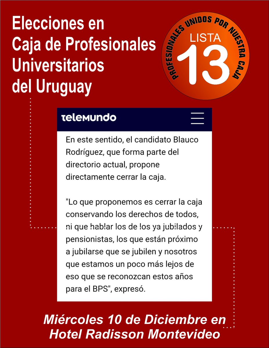 RodriguezBlauco's tweet photo. LISTA 13.

Los profesionales decimos basta,  no queremos seguir perdiendo y pagando solo para poder trabajar https://t.co/EgaYaJQTp9