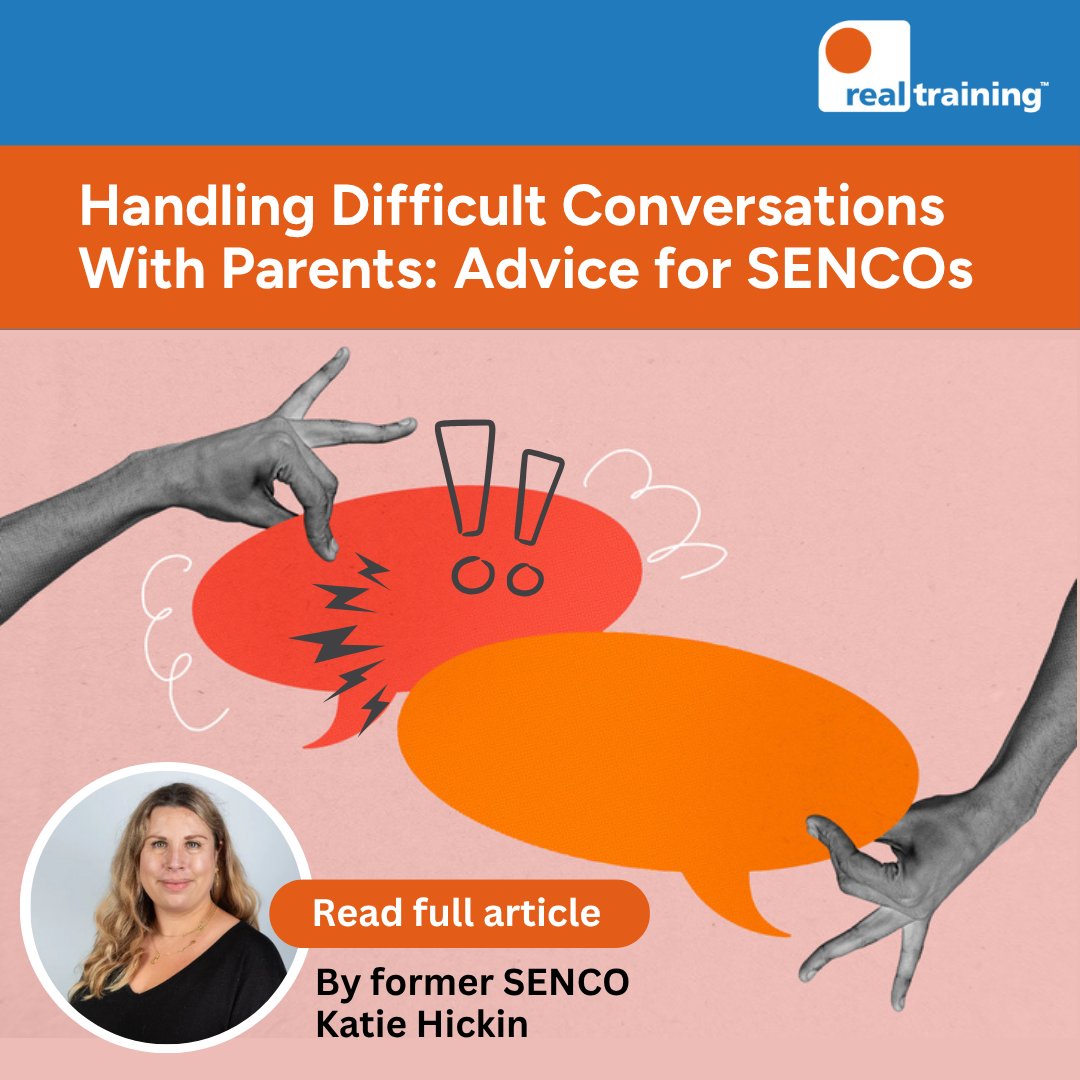 Katie Hickin, former SENCO and current MEd Programme Lead at Real Training, draws on her experience to provide her key takeaways for handling complex conversations about SEND.

Her article covers:

🧠 The 3 core differences that complicate teacher-parent communication.

🗒️