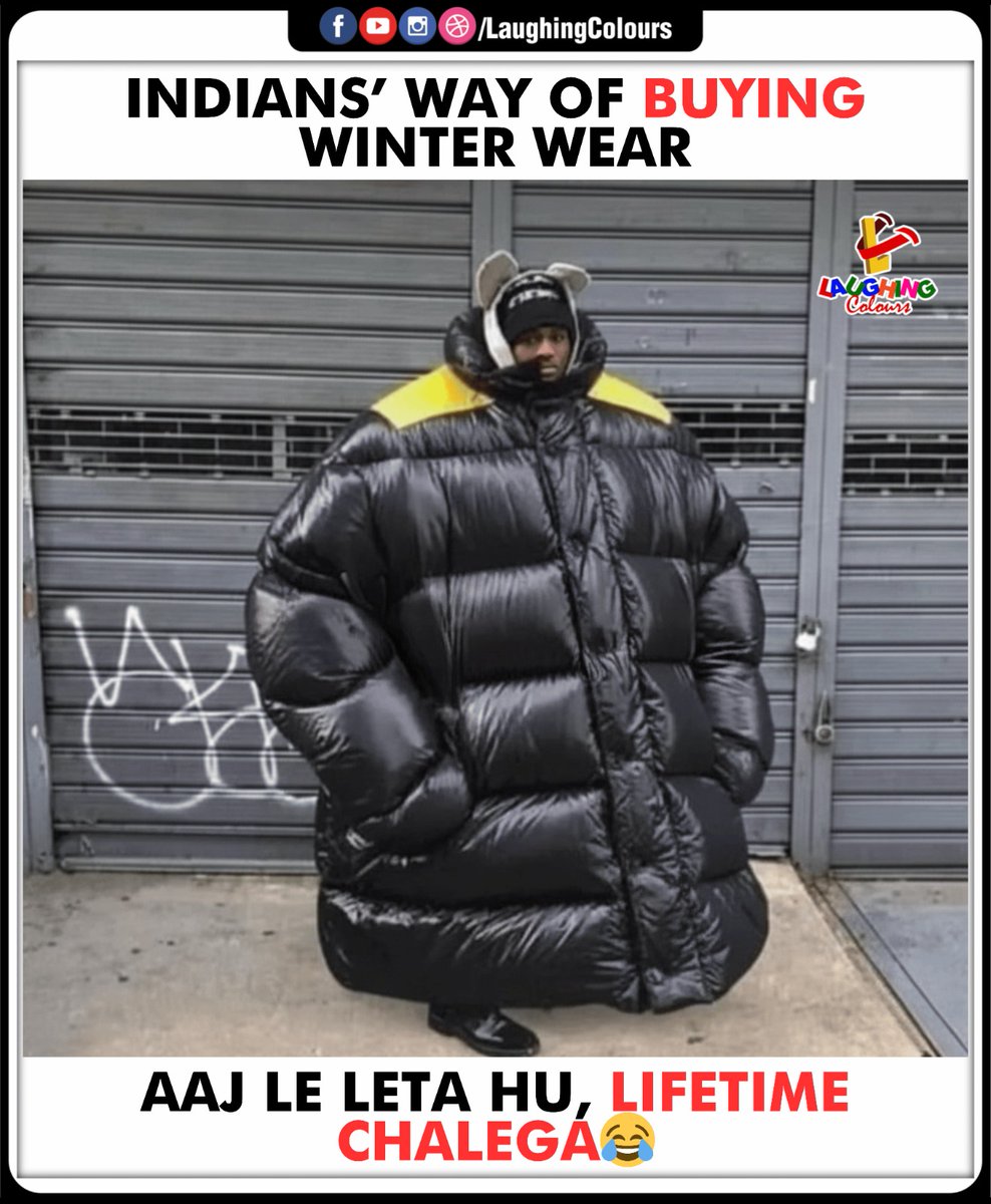 LaughingColours's tweet image. Indians buying winter wear 😂

#WinterHumor #RelatableIndians #FunnyMeme #ShoppingHabits #DesiComedy #TrendingFun