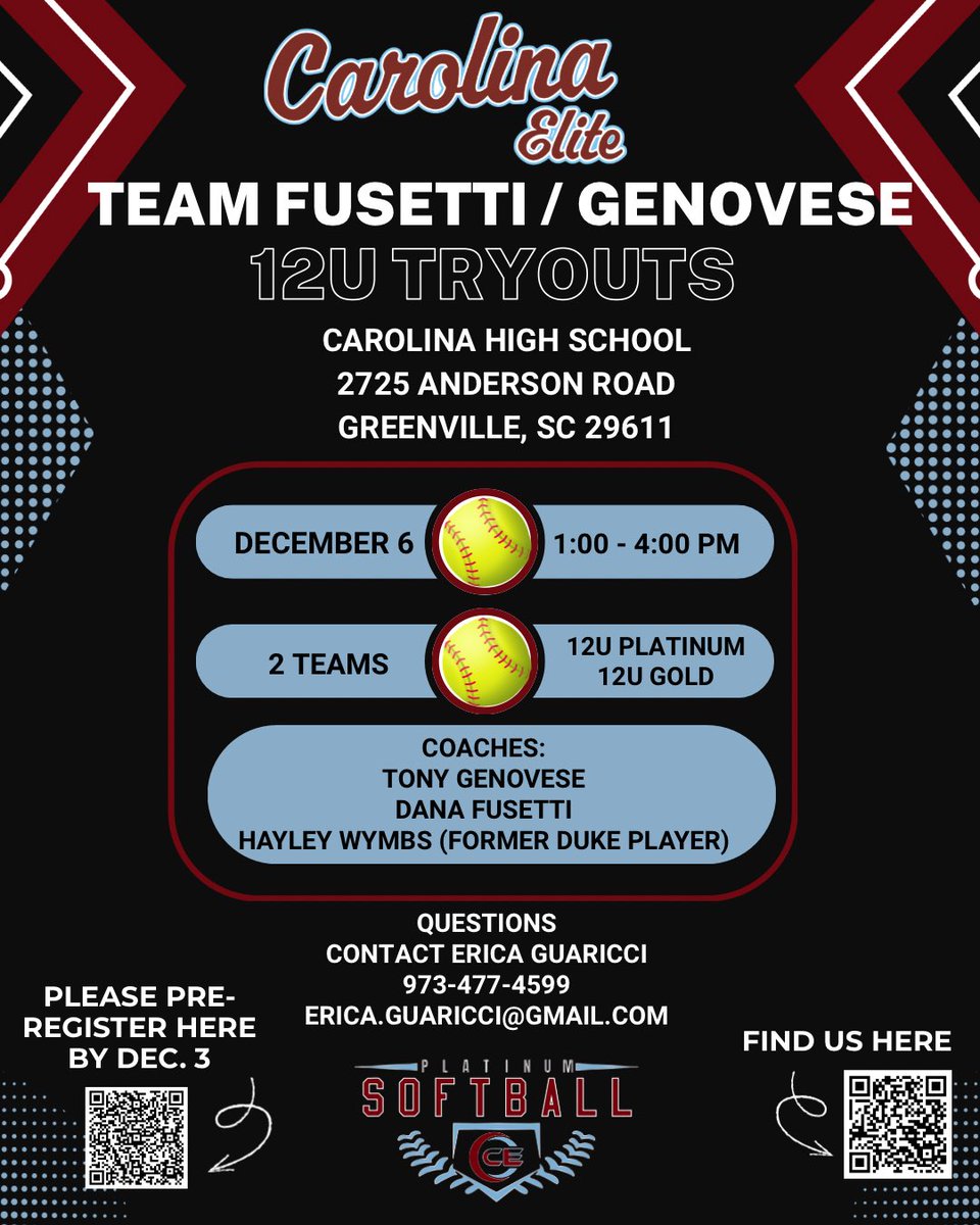 Posting something for my 12 and under team.  Check out our Facebook page Caroline 12u platinum.