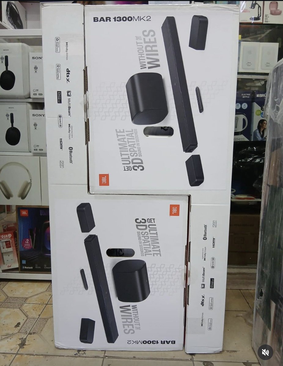 Now in stock: JBL Bar 1300 MK2

11.1.4 Channel
2470W Output
8" Dual Driver Wireless Subwoofer 
Dolby Atmos &amp; DTS X
MultiBeam 3.0
Portable Bluetooth Speakers 
Companion JBL ONE App

KSH 232,000

📍Cookie House 2nd Floor Shop 209
📞 0733 315 348
#TechIt | <a href="/techscents_ke/">#KomeshaJasho | #TechIt</a>