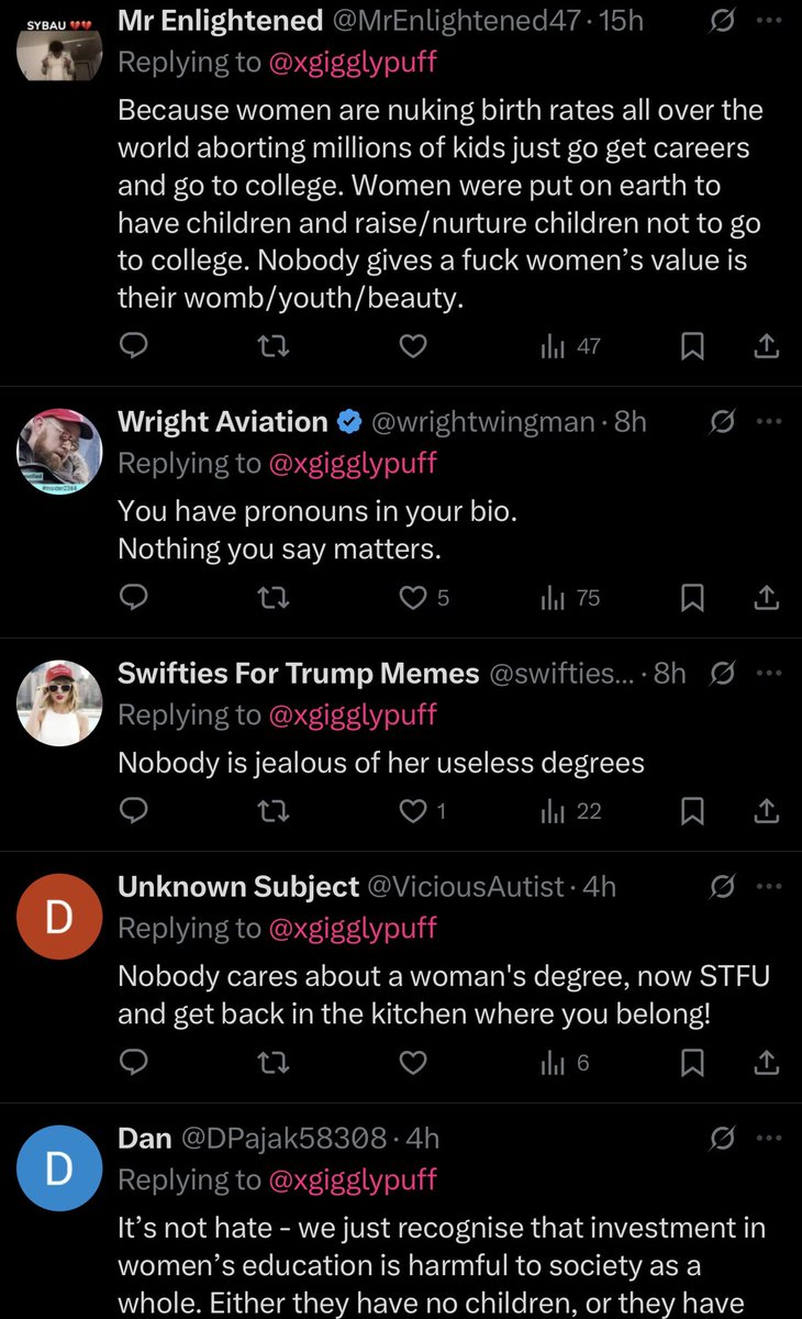 xgigglypuff's tweet image. this is what happens on this app when you congratulate and support a woman who got a college degree