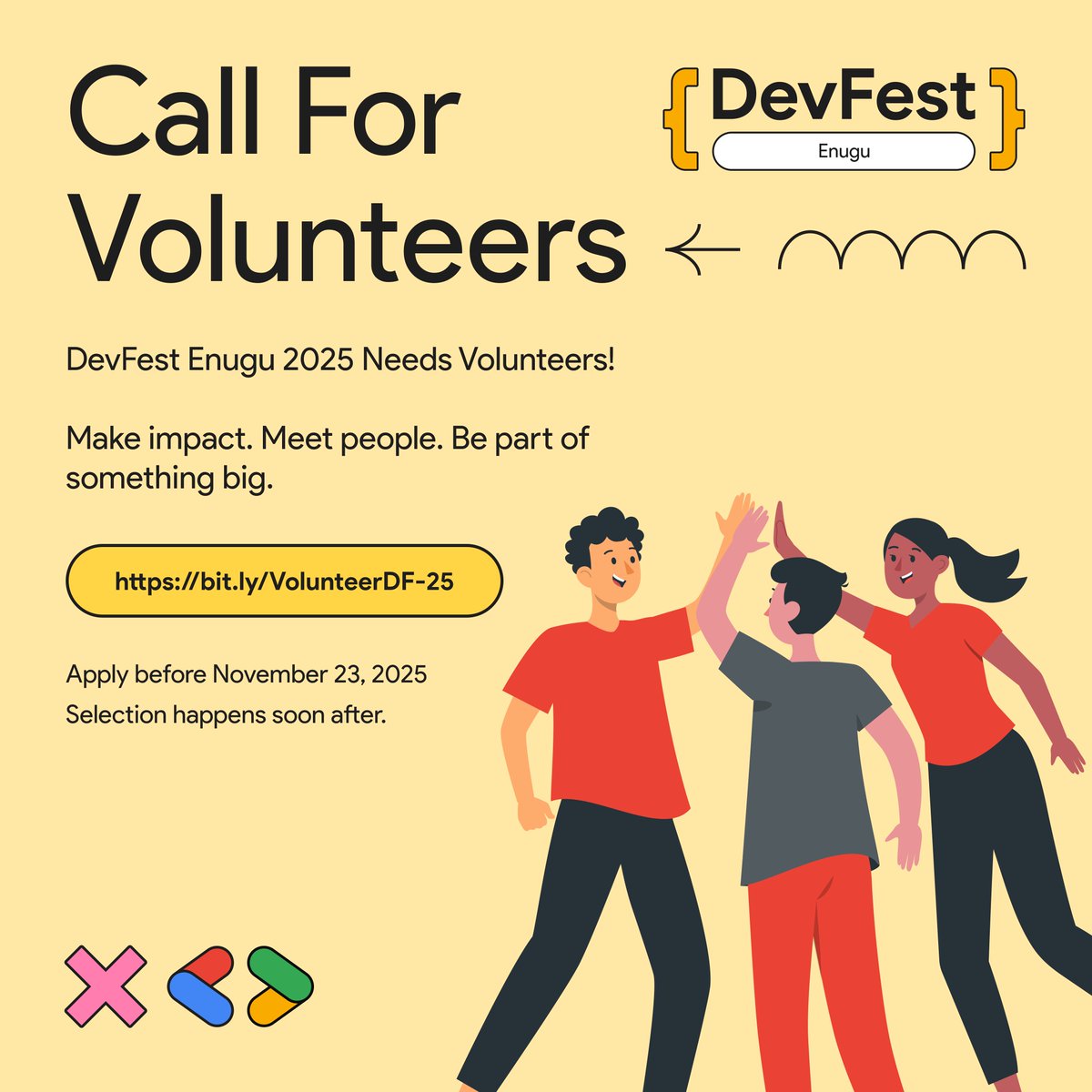 GdgEnugu's tweet image. Surprise drop: bit.ly/VolunteerDF-25

#DevFestEnugu #AIandBeyond