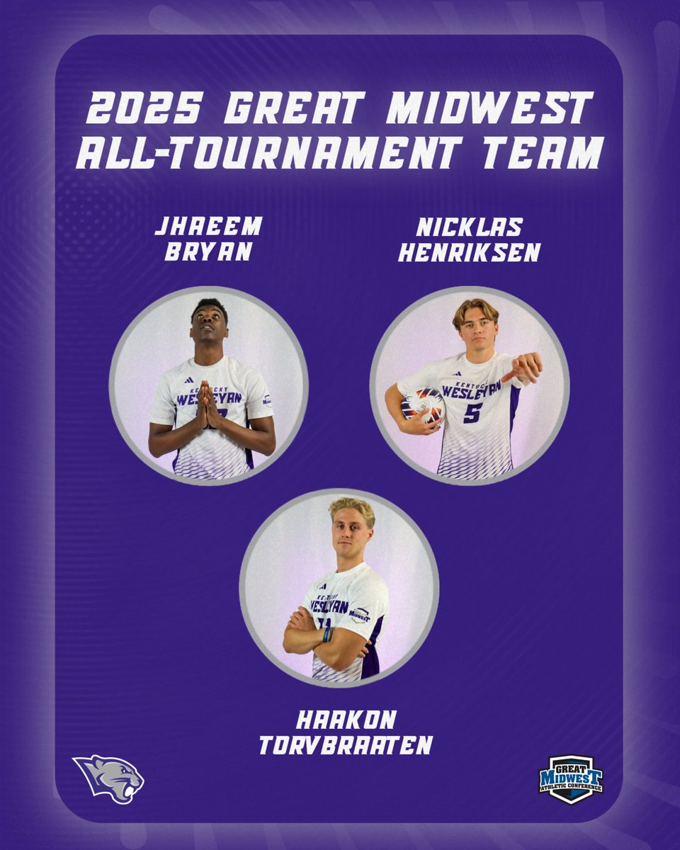 KWCPanthers's tweet photo. Three of the best from the postseason run ๐ช
Congrats to the three @kwcmenssoccer Great Midwest All-Tournament Team honorees! โฝ๏ธ
Read the details at https://t.co/YIYp4HJtx0.
#RollThers ๐พ #BeGreat #G_MACfc https://t.co/jC98i7gU8Q
