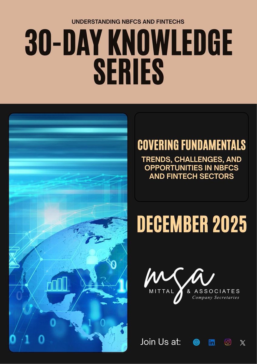 msa_consultancy's tweet image. 🚀 Launching This December!
Introducing our 30Day Knowledge Series, a deep dive into the world of NBFCs and FinTechs.

🌐 Join us this December 2025.

Stay tuned. Stay informed. Stay ahead.