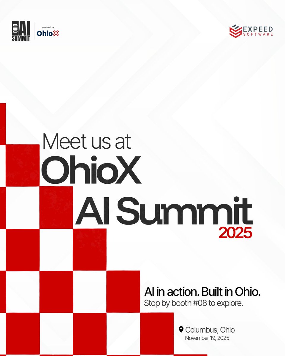 Expeed is thrilled to be part of the OhioX AI Summit 2025!
Visit us at Booth #08 to see our AI innovation in action. Explore how we turn real-world challenges into practical solutions and discover new possibilities for your organization.
<a href="/OhioXOrg/">OhioX</a> 
#OhioX #AIInMotion #Expeed