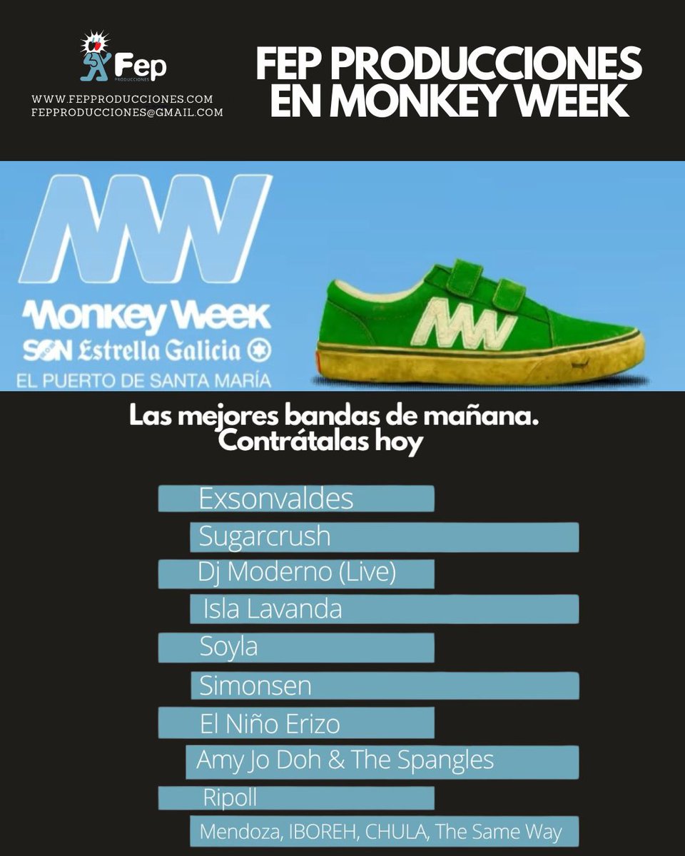 FepProducciones's tweet image. Este jueves y viernes estaremos en @Monkeyweek  defendiendo nuestro roster y el tejido cultural de base.
Defendiendo la música emergente e independiente frente al avance de las grandes agencias y los fondos de inversión.
Y buscando alianzas con quienes seguimos creyendo en esto.…