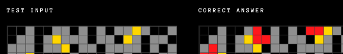 fmello93's tweet photo. @arcprize on the 3rd example, why is the correct answer to fill the 2 spots at the top, and not to the bottom right? https://t.co/MbkyerbkB8