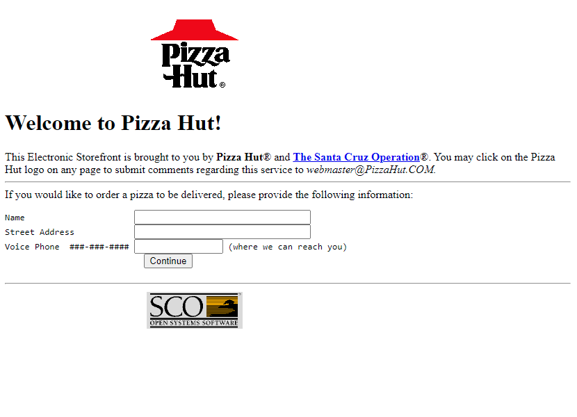 Byte__AI's tweet image. Pizza hut&apos;s website in 1995!