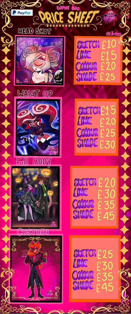 LArtsss's tweet image. ‼️🌈new price sheet 🌈‼️

🌈✨🫶NOW OPEN🫶✨🌈

Got my son's bday 🎂 coming up so need to get some penny's in so anything helps would be amazing ovo if you can't spend just sharing would be more than enough 💓💓💓👈👈

#HazbinHotel #HazbinHotelArt #HazbinHotelOC #HHOC #HBOC…