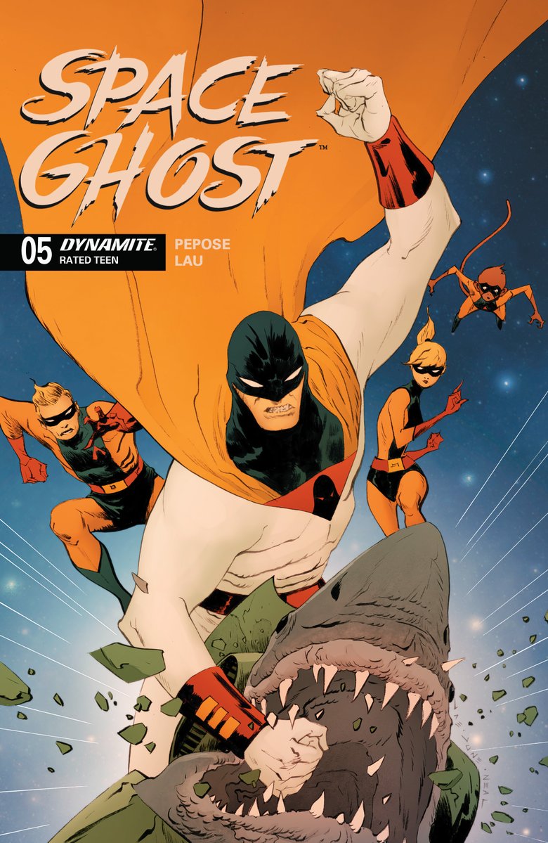 DynamiteComics's tweet image. In stores this week, Space Ghost Vol 2 #5 with covers by Francesco Mattina, Jae Lee, Michael Cho and Bjorn Barends.

#spaceghost #davidpepose #jonathanlau #francescomattina #jaelee #michaelcho #bjornbarends

dynamite.com/htmlfiles/view…
