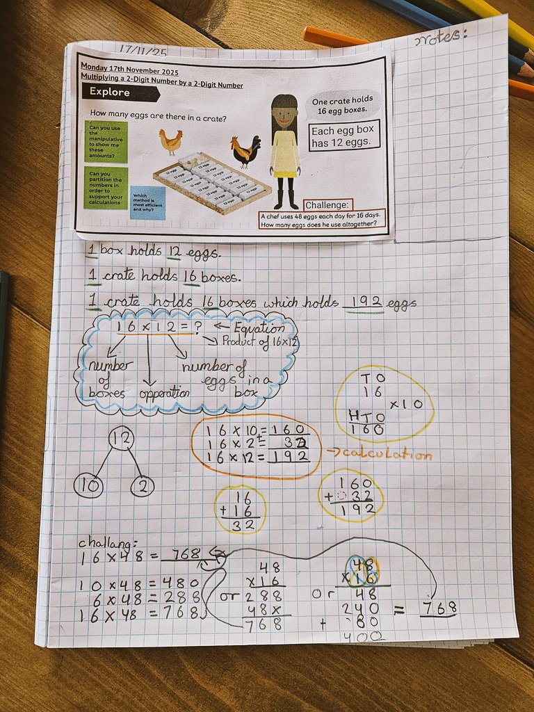 CCJacademy's tweet image. This week, Year 5 have been getting to grips with a range of multiplication methods to solve problems! 📝✖️👩‍🔬👨‍🔬

We have been so impressed with their journal work to demonstrate their understanding! 👇
#WeAreLEO🧡🦁