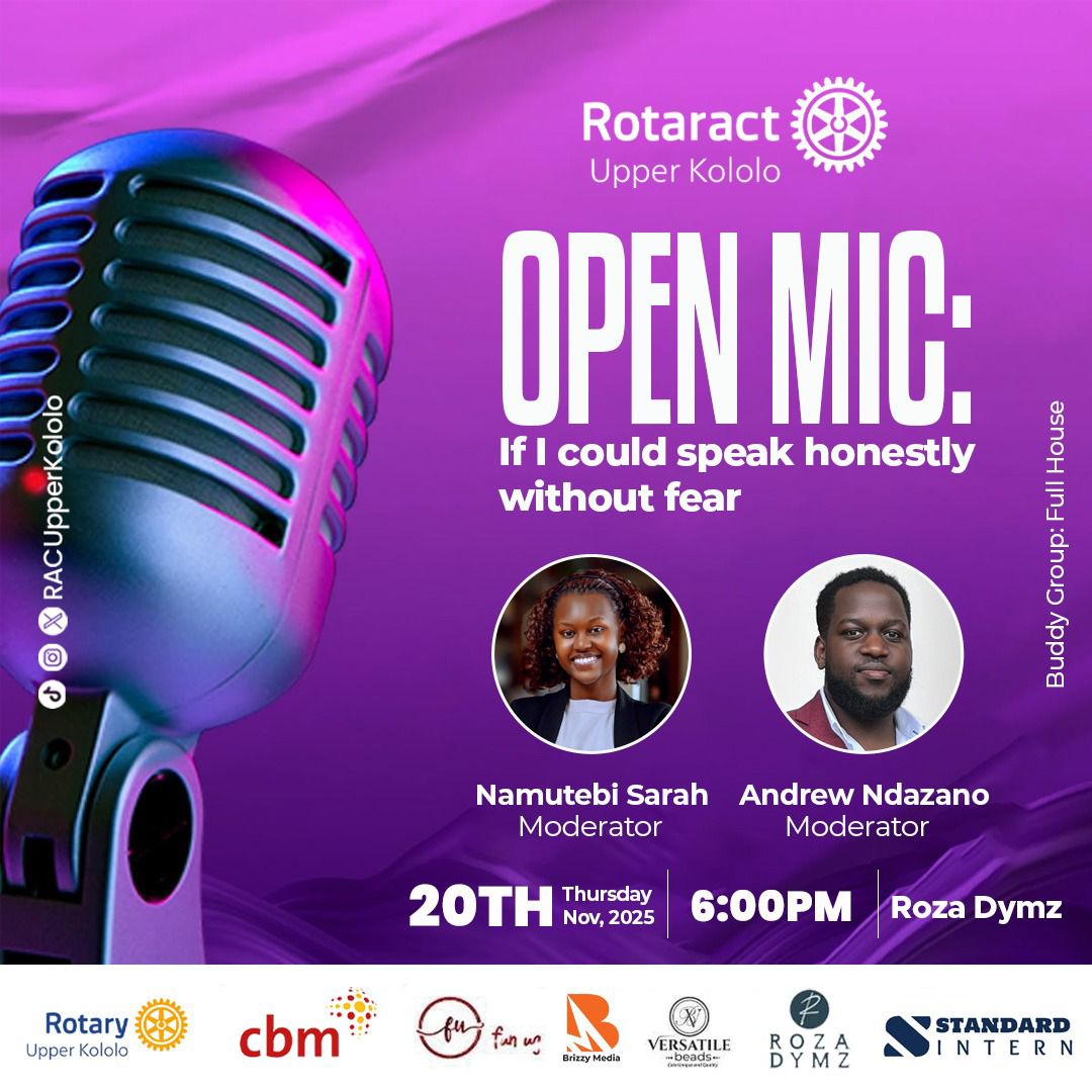 RACUpperKololo's tweet photo. Ever wanted to just say what’s on your mind… without fear?
This Thursday, the mic is yours!
The Rotaract Club of Upper Kololo invites you to our Open Mic Session:
“If I Could Speak Honestly Without Fear”
Come ready to laugh, vent, share, and connect
#RACUK #UKSquad https://t.co/0HsumZDTLu