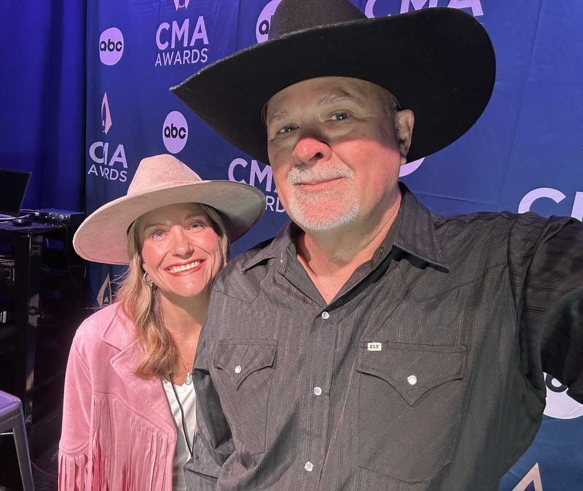 mikewheless's tweet image. Wifey on the set Day 2.  #cma2025