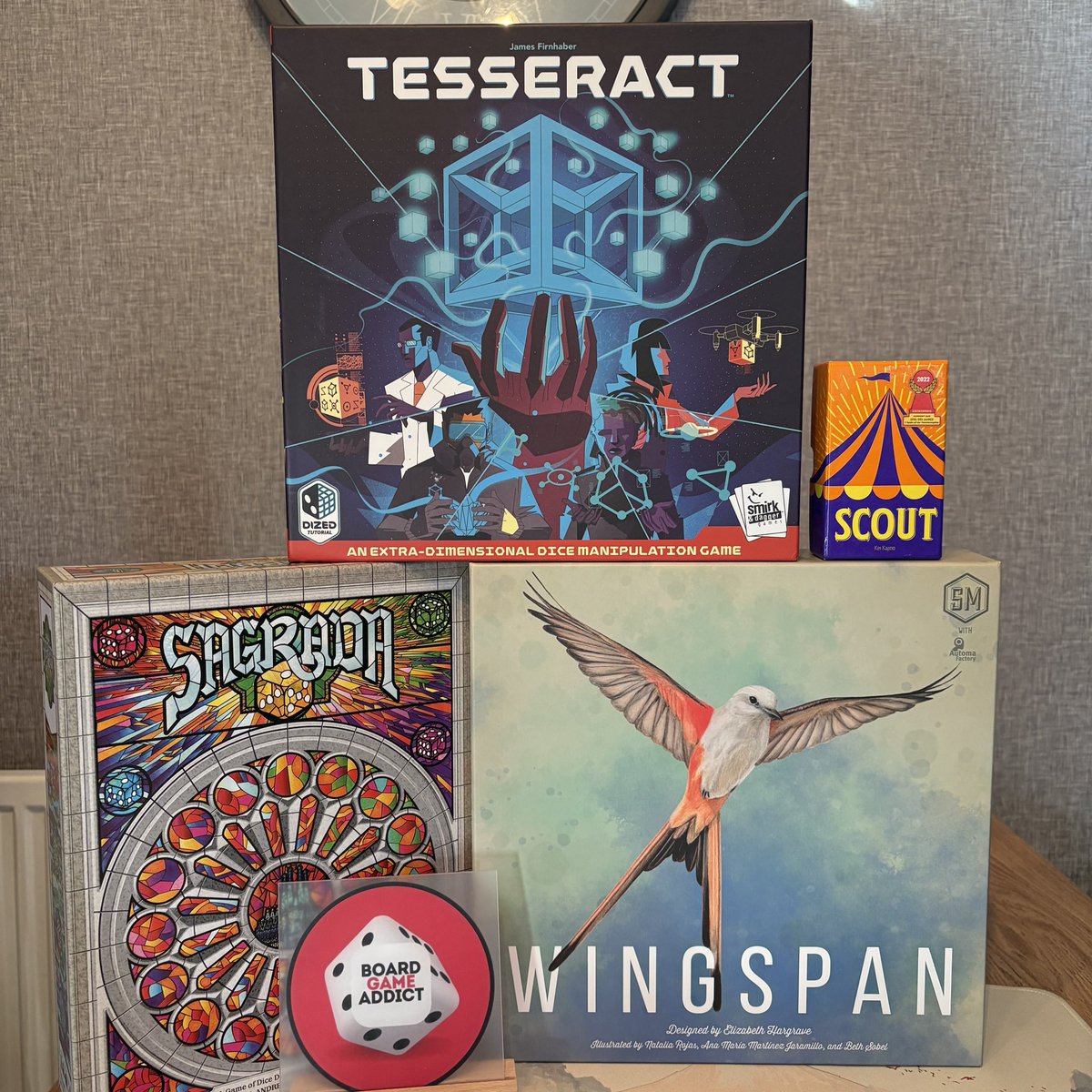 BoardAdd's tweet image. My Top 40 at 40! 

The countdown begins with games #40 - #37! Follow the Instagram account for more…

#40 - Wingspan @stonemaiergames 

#39 - Scout @oinkgames 

#38 - Tessesract @smirkanddagger

#37 - Sagrada and Sagrada Aristans @FloodgateGames 

#boardgames