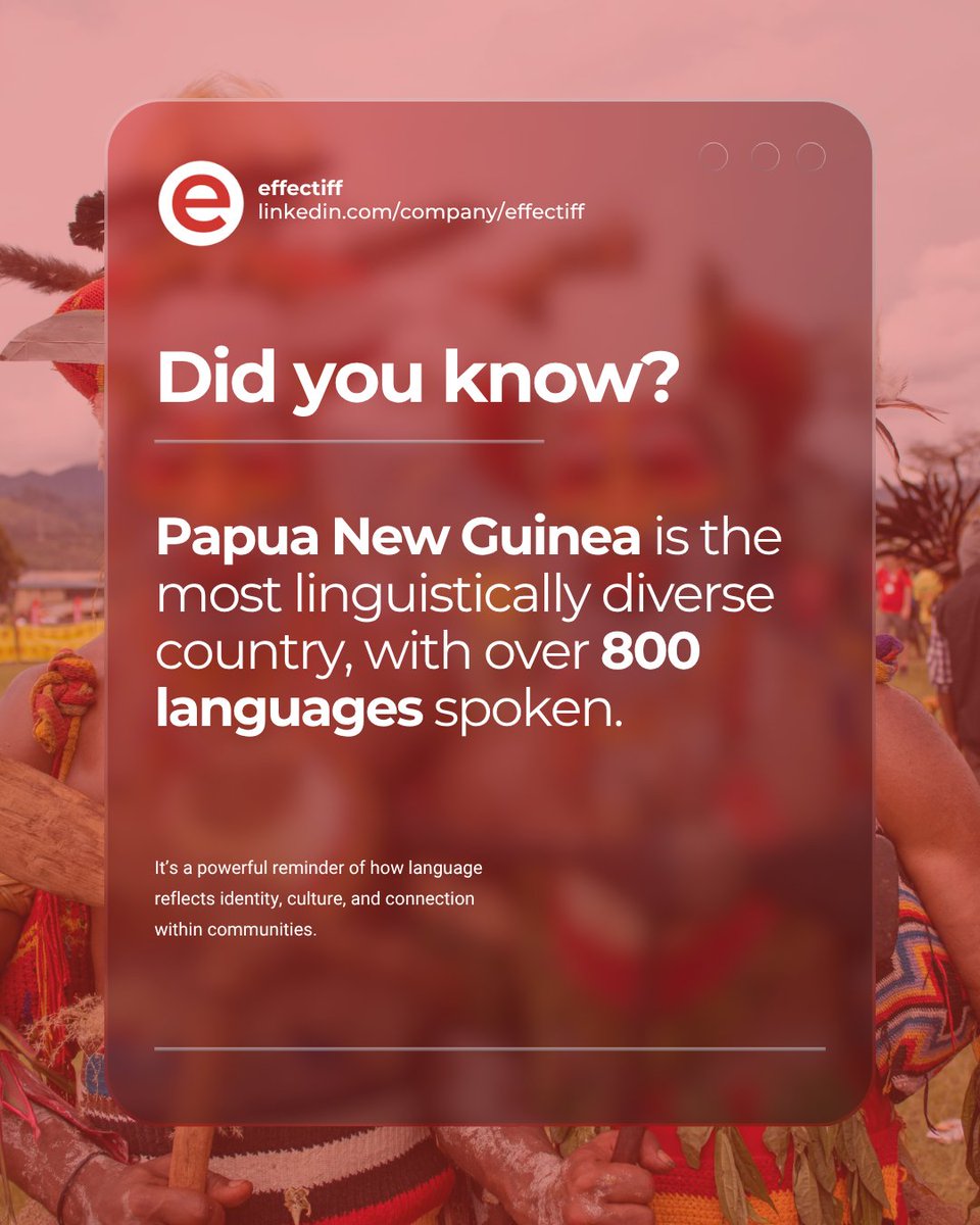 effectiff_com's tweet image. Did you know Papua New Guinea has 800+ languages? 🌏 Linguistic diversity is amazing—but it also means communication can be tricky. Professional language services help bridge the gap. 

#LanguageDiversity #Inclusion #GlobalCommunication