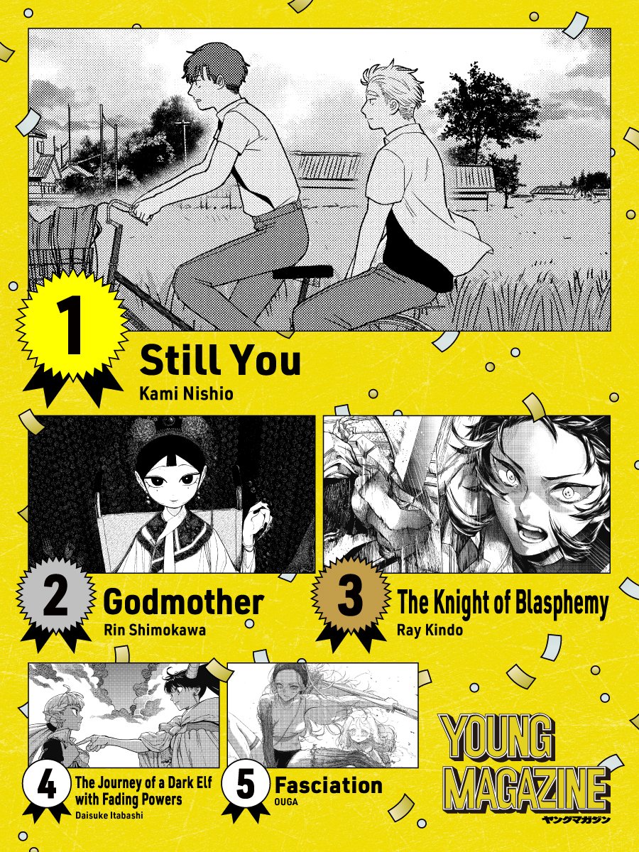 MxHPodcast's tweet photo. ¡#YoungMagazine USA acaba de anunciar los ganadores de su concurso! 🥳
Estas 5 obras seleccionadas gracias a más de 280 mil votos internacionales estarán disponibles a través de K MANGA en el futuro, ¡y estamos deseando leerlas!
¿Ha ganado alguna de vuestras favoritas? 🧐 https://t.co/C7vWmt4QaW