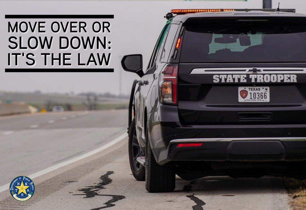 TxDPS's tweet image. Move Over or Slow Down: It’s the Law. 

As part of National Crash Responder Safety Week, DPS reminds Texans of the importance of the Move Over, Slow Down law. Every day, first responders work alongside the road to help their fellow Texans in need.   

Your actions to move over or…