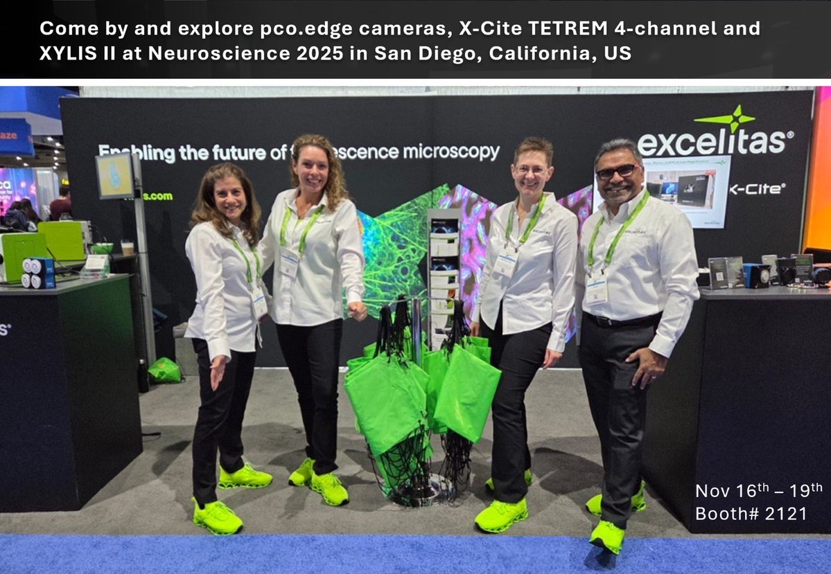Excelitas's tweet image. Experience the latest in #scientificimaging from #Excelitas at #Neuroscience2025! 

Visit Booth #2121 to explore our pco.edge 9.4 bi CLHS &amp;amp; pco.edge 10 bi CLHS cameras, alongside our X-Cite TETREM and XYLIS II LED illumination systems. 
 
🔗 Learn more: ow.ly/bzlh50XtAet