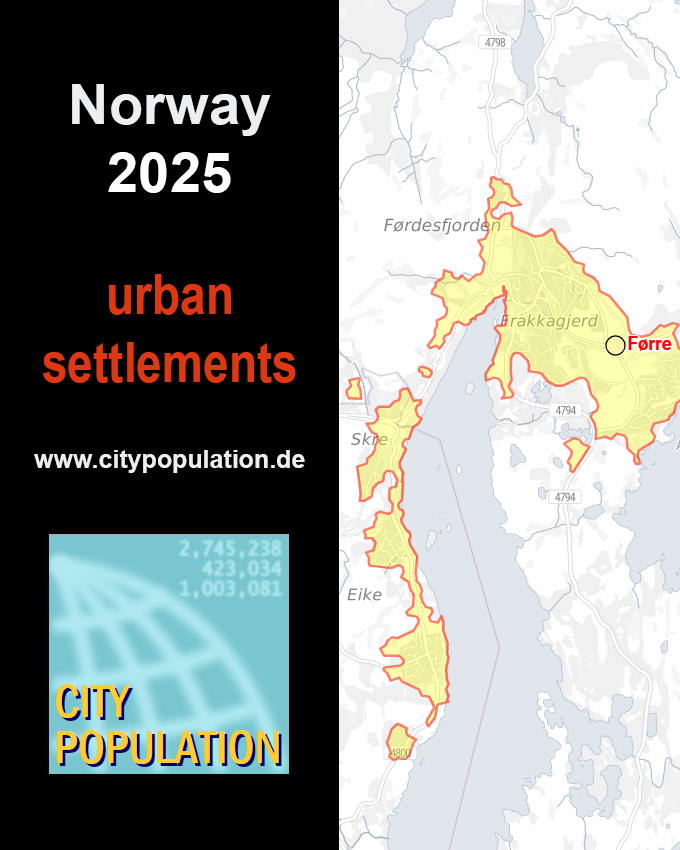 #Norway: 2025 #population estimates added to #settlements - citypopulation.de/en/norway/