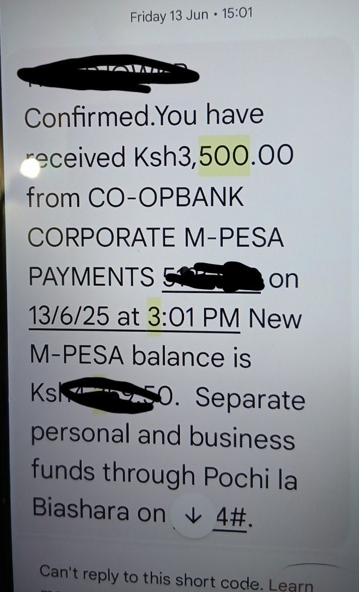 C_NyaKundiH's tweet image. ❗🇰🇪 SIDIAN Bank steals Ksh4.2 million from Health Workers. 

CHECK THE DIFFERENCE 

Hi Nyakundi, 

Community Health Workers (CHWs) used to receive KSh3500 per month for work done. 

A few days ago, Nairobi County Government instructed that all payments be made through…