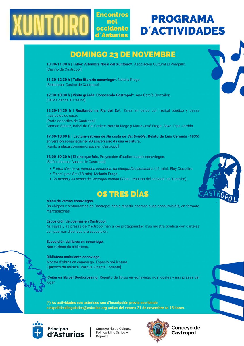 Cultura amaña en Castropol a cuarta edición del Xuntoiro, encontro cultural alredor del eonaviego

Programación completa: ⤵️