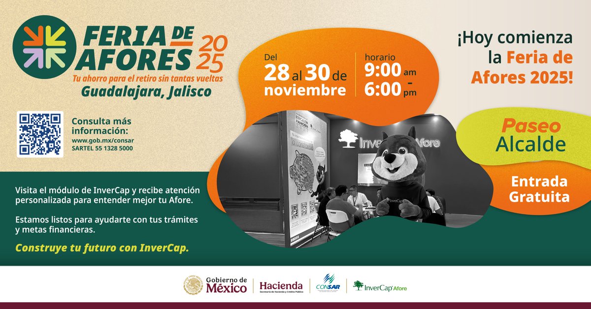 ¡Ya comenzó la Feria de Afores 2025!🎉

Ven a Paseo Alcalde y aprovecha la orientación gratuita que InverCap tiene para ti.

Recuerda traer estos documentos:

Identificación oficial
Número de Seguridad Social (NSS)
CURP
Estado de Cuenta Afore
Comprobante de domicilio

🕘De 9:00
