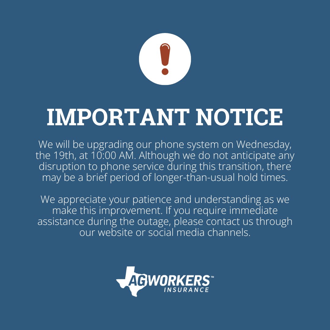 Thank you for your patience and understanding as we upgrade our phone system tomorrow, Wednesday, November 19th.📣