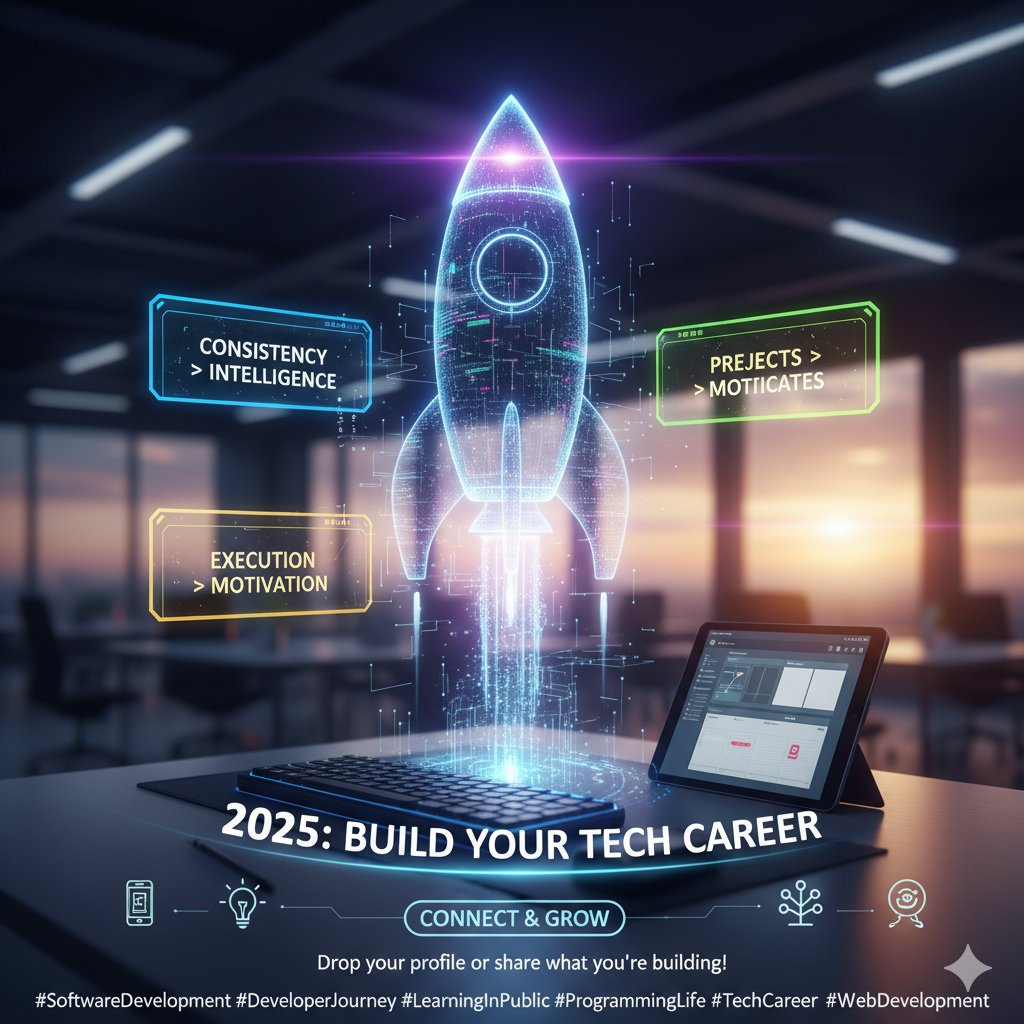 Curious__Vishal's tweet image. Quick reminder for developers:
Consistency beats intelligence.
Projects beat certificates.
Execution beats motivation.
If you&apos;re building something cool in 2025, drop your profile — let’s connect!&quot;

#DeveloperCommunity #BuildInPublic #TechTwitter #Programming