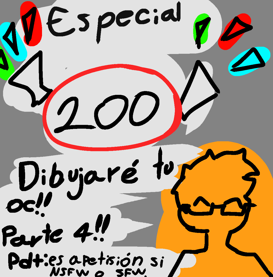 Especial 200!!🎉🎊
Muchas gracias por el apoyo!! Cada vez más cerca de mi meta anual, trataré de dibujar a todos lo que pueda así que ko sean tímidos en participar 😁