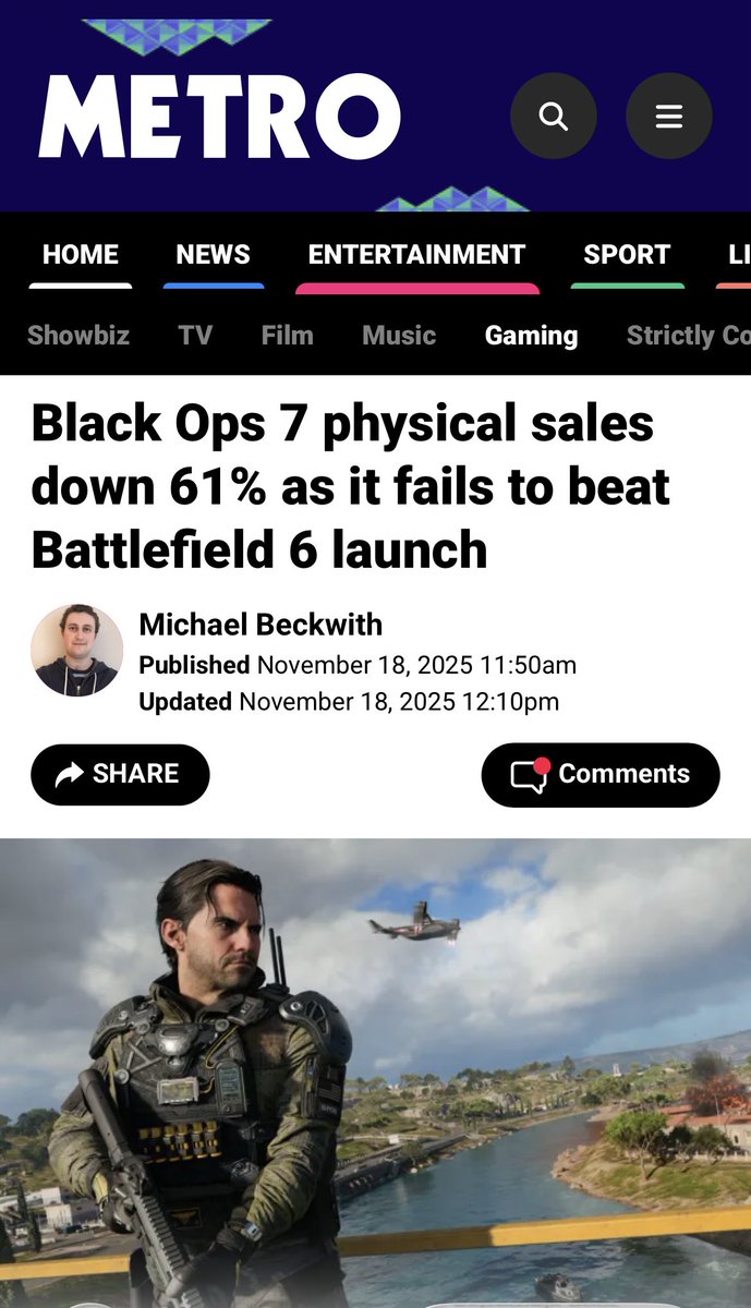 Pirat_Nation's tweet image. Black Ops 7 physical sales down 61% as it fails to beat Battlefield 6 launch

Cod bross…