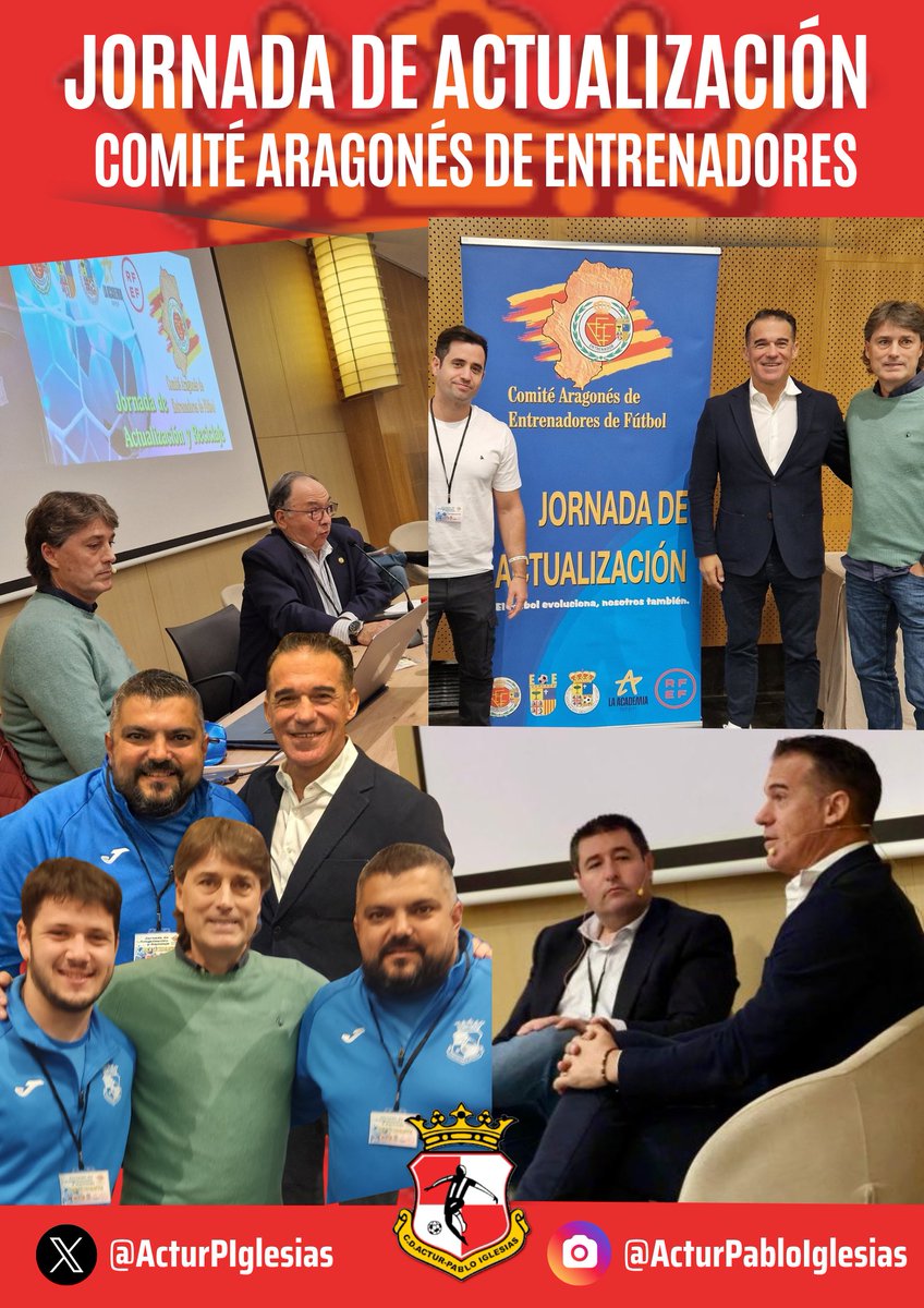 ActurPIglesias's tweet photo. 🟥⬜ #FORMACIÓN | #RFAF
📝 Nuestros técnicos, presentes en las Jornadas organizadas por la @futbolaragon y su @caedefutbol, con las interesantes ponencias de @luisgarciaplaza, @8julenguerrero y Borja Sancho.
#SomosApi #XXVAniversarioAPI https://t.co/22FzxZ6Gwn