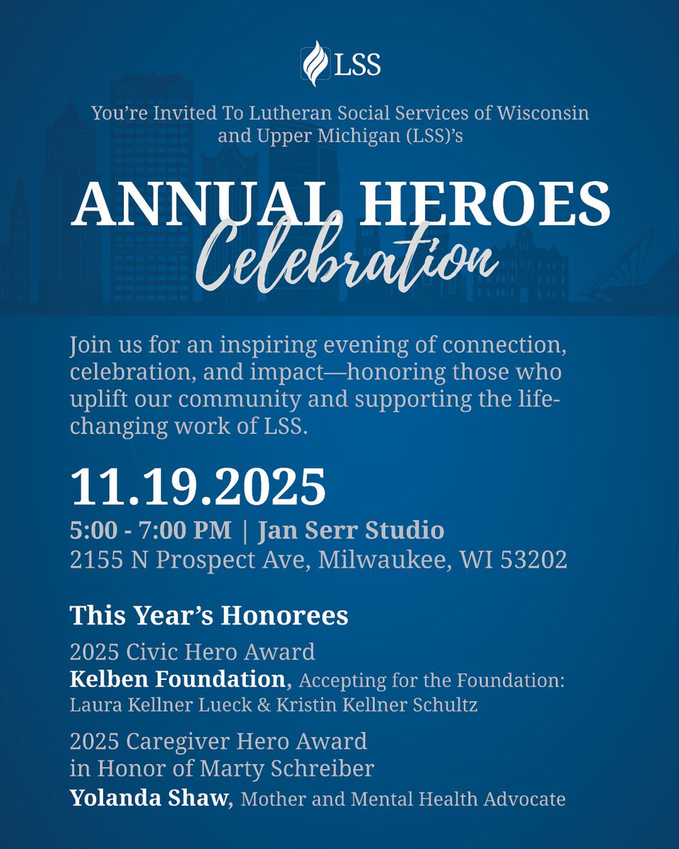 We welcome you to be part of this special event, and join us in celebrating the Kelben Foundation and Yolanda Shaw!

Limited seats remain open. Visit lsswis.org for event details and registration.

#LSSEvents #WisconsinCommunity #CelebrateService