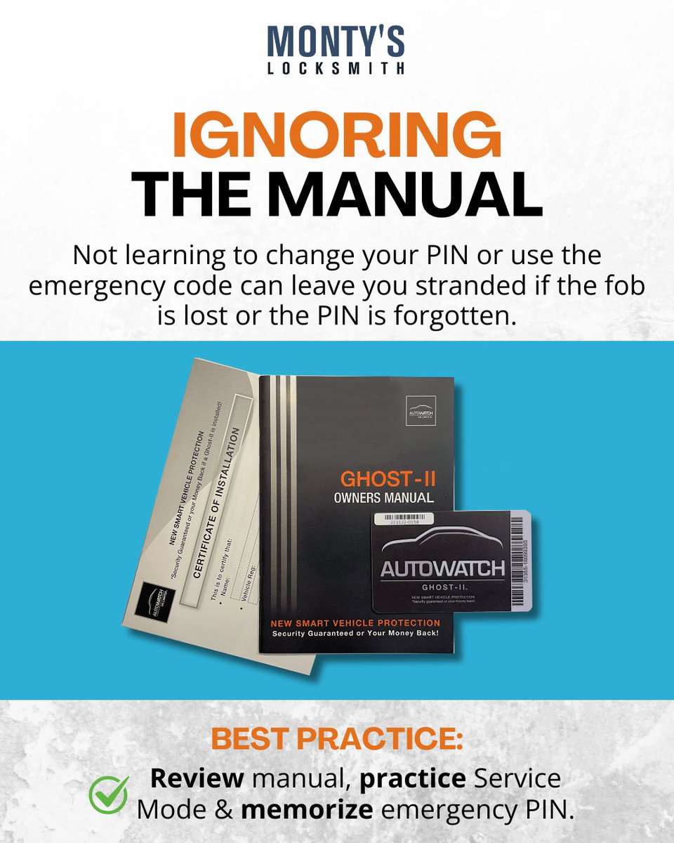 MontyLocksmith's tweet image. Don’t make these mistakes with your Ghost 2

From ignoring the manual to leaving the system in Service Mode, these errors can put your security at risk.

📞 647-850-7156 | 🌐montyslocksmith.ca/anti-theft-dev…

#ghost2 #antitheft #gta #torontodrivers #montyslocksmith